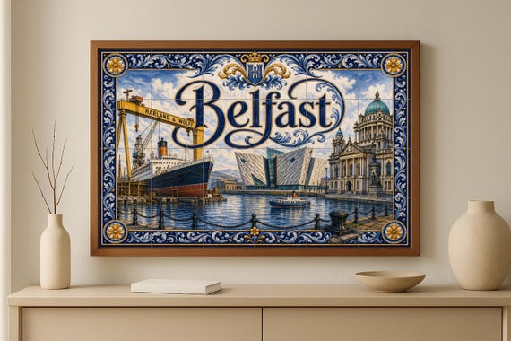 Mural de azulejos de cerámica de Belfast, arte mural de Irlanda del Norte, de… — vista 3
