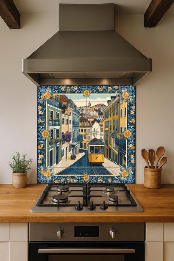 Mural de azulejos del tranvía de Lisboa — vista 4