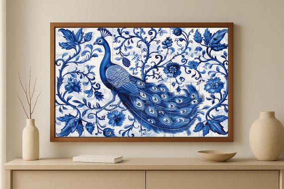 Azulejo mural de pavo real — vista 4