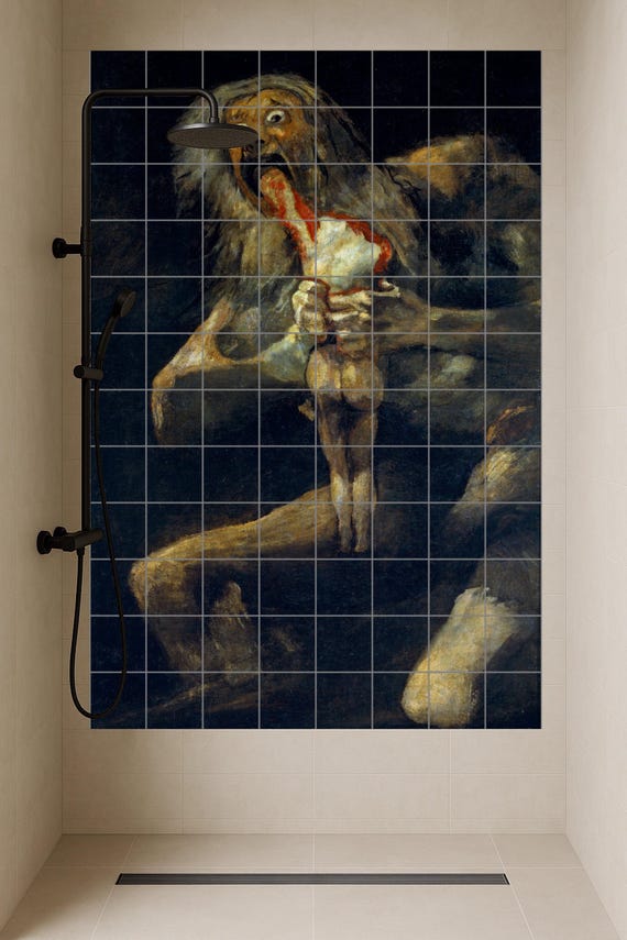 Mural de cerámica "Saturno devorando a su hijo" - Arte mural de Goya, romanti… — vista 3