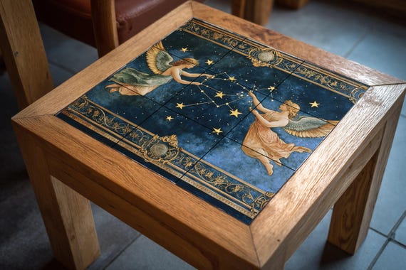 Mural de azulejos cerámicos renacentistas celestiales con constelaciones del … — Mural cerámico de Cerámicas La Noria