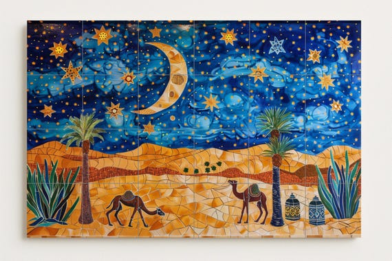 Mural nocturno en el desierto — vista 2