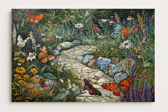 Mural de azulejos de jardín de mariposas — vista 2