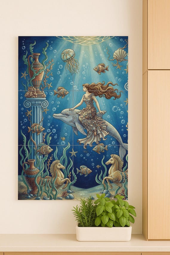 Mural de cerámica "Diosa del Océano y Delfín" — vista 3