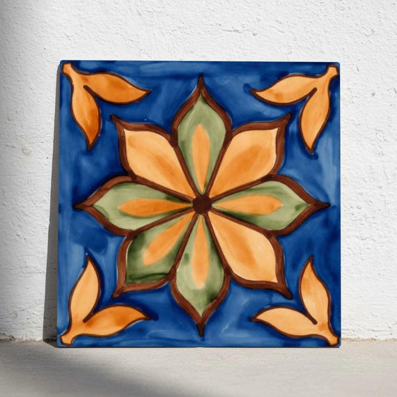 Floral mediterráneo — Azulejo decorativo de Cerámicas La Noria
