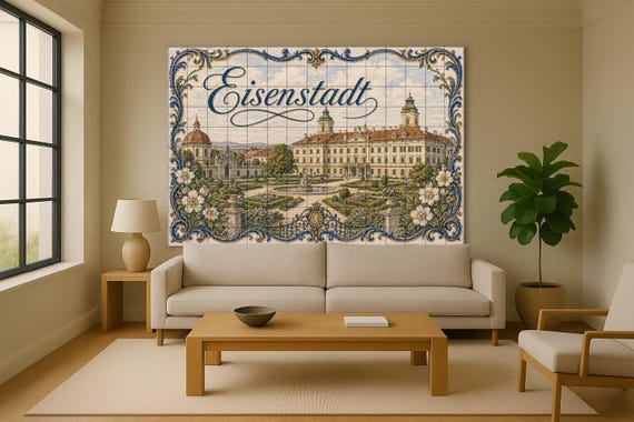 Mural de azulejos de cerámica de Eisenstadt, Austria, arte mural barroco del … — vista 2