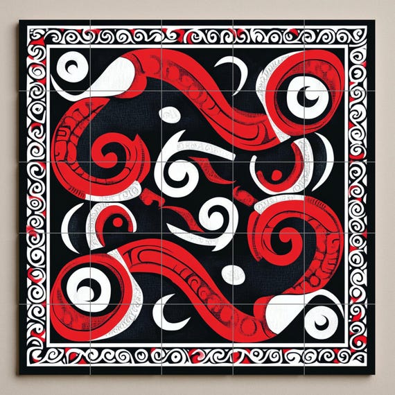 Mural cerámico maorí Kōwhaiwhai — vista 3