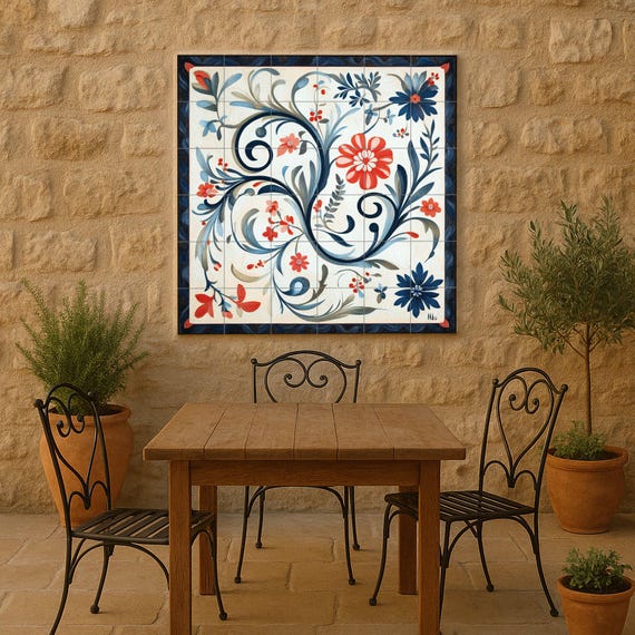 Mural cerámico noruego Rosemaling — vista 4