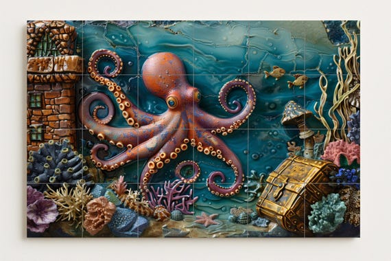 Mural submarino de pulpo — vista 2