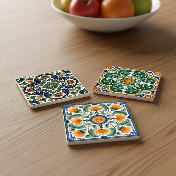 Valenciana con diseño floral mediterráneo (juego de 6)