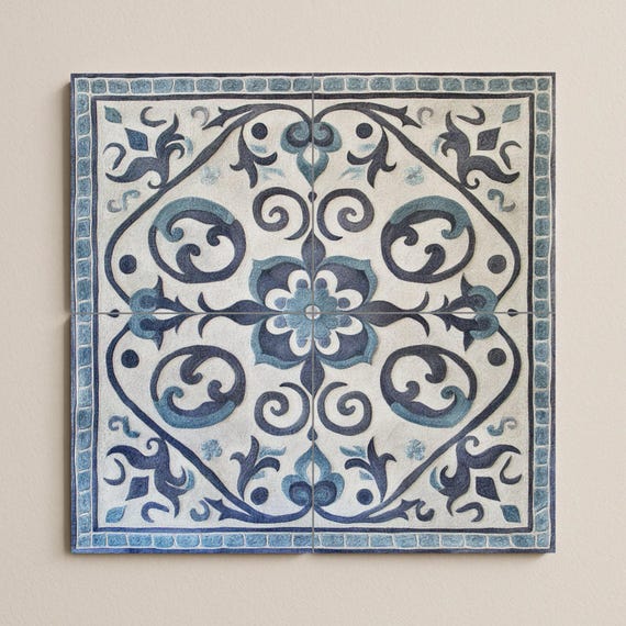 Mural de cerámica gris y azul — vista 2