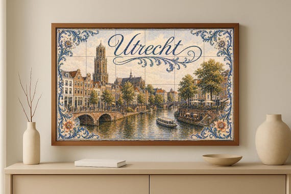 Mural de azulejos de cerámica de Utrecht, Países Bajos, arte mural de la ciud… — vista 3