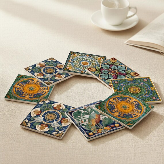 De Morgan Style Ceramic Coaster Set — vista 4