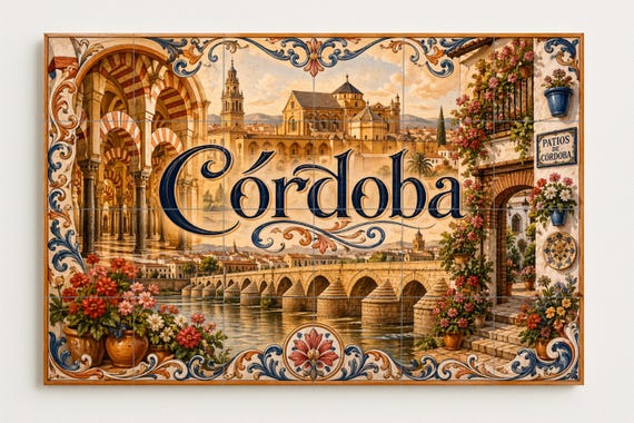Mural de azulejos de cerámica de la Mezquita de Córdoba, decoración de pared … — vista 4