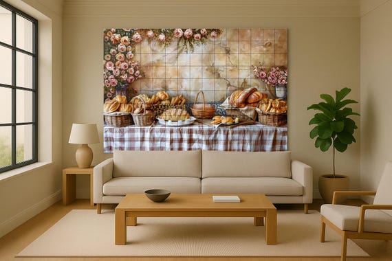 Mural de azulejos con desayuno provenzal — vista 4