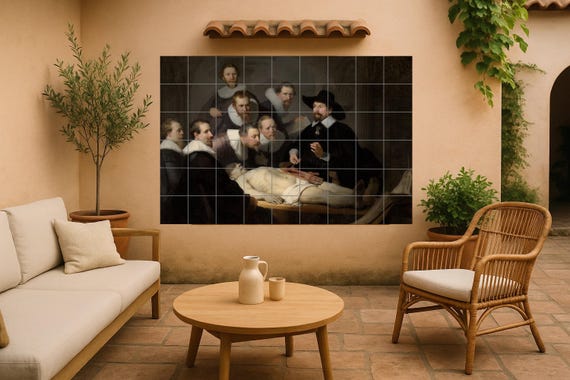 Lección de anatomía del Dr. Tulp - Mural de azulejos de cerámica - Arte mural… — vista 3