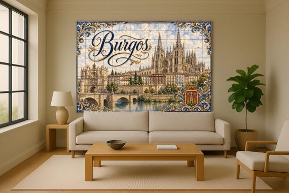 Mural de azulejos de cerámica de la Catedral de Burgos, decoración de pared g… — vista 2