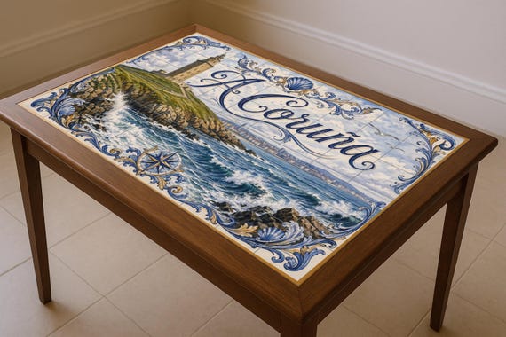 Mural de azulejos de cerámica de la Torre de Hércules de A Coruña, decoración… — Mural cerámico de Cerámicas La Noria