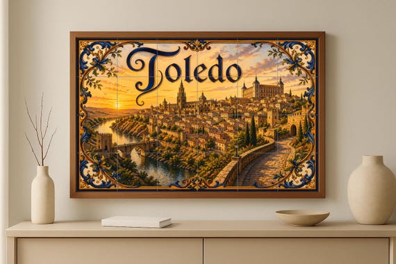 Mural de azulejos de cerámica del Alcázar de Toledo, decoración de pared hist… — vista 3