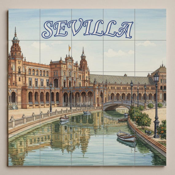 Mural de pared de cerámica de la Plaza de España de Sevilla — vista 2