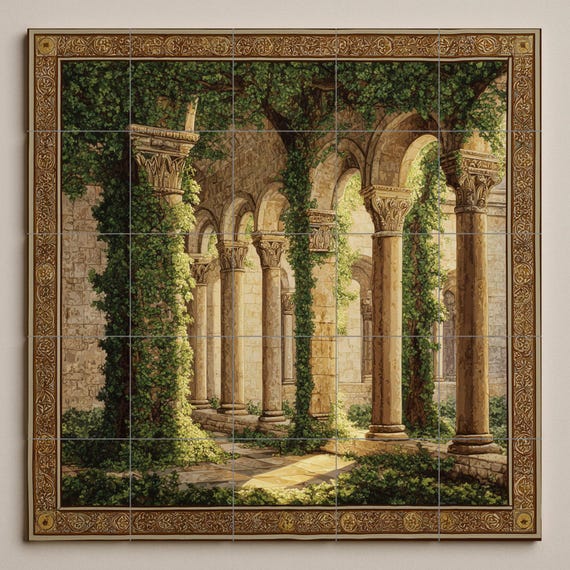 Mural de azulejos de claustro medieval — vista 2