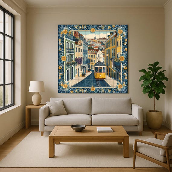 Mural de azulejos del tranvía de Lisboa