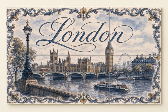 Mural de azulejos de cerámica de Londres, Inglaterra, arte mural de Westminst… — vista 4