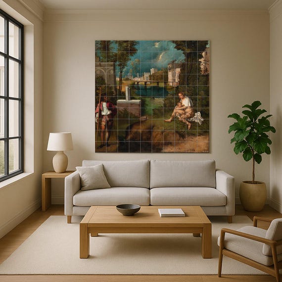 Mural de azulejos La Tempestad de Giorgione