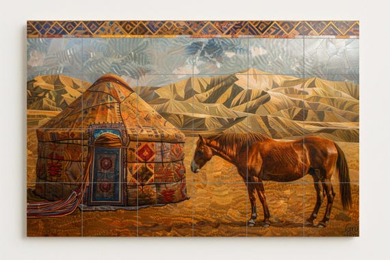 Mural de pared de yurta nómada — vista 2