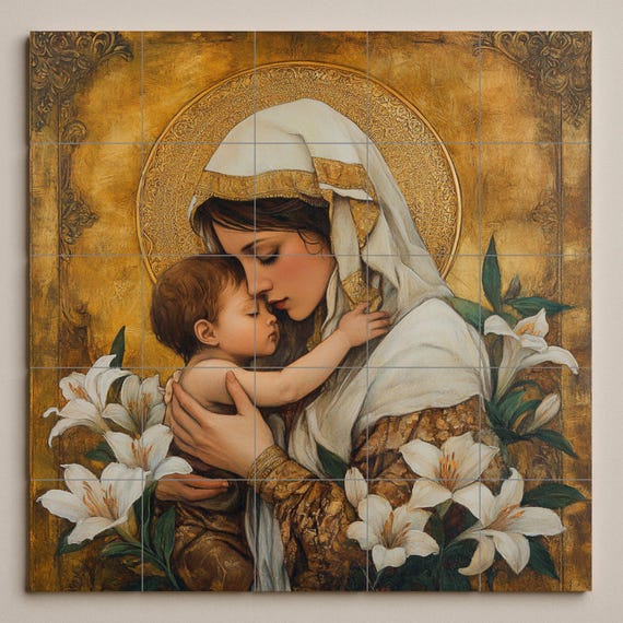 Mural cerámico de la Sagrada Madre y el Niño — vista 3