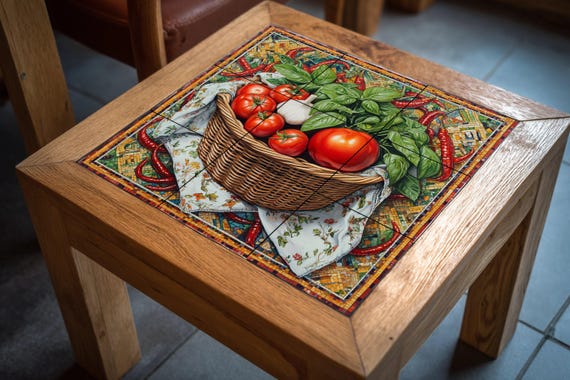 Mural de azulejos de cerámica de cocina rústica italiana — vista 4