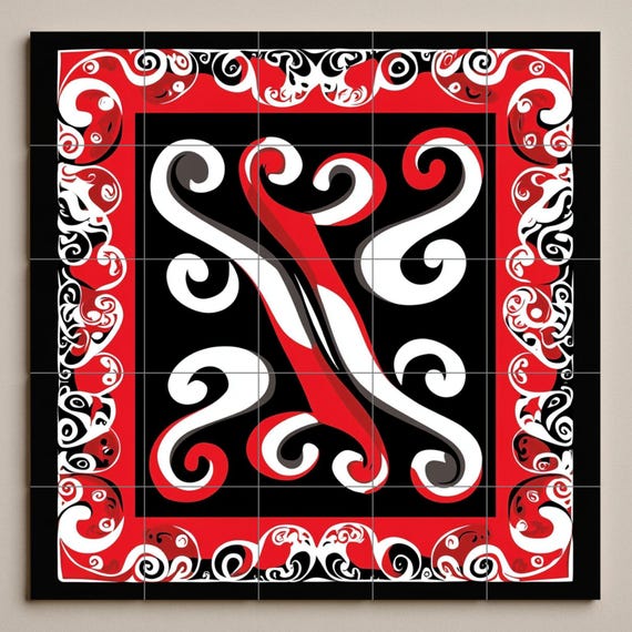 Mural de cerámica tribal polinesia — vista 3