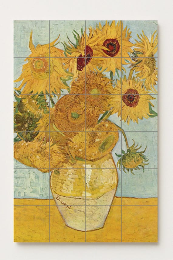 Mural de azulejos de cerámica con girasoles — vista 2
