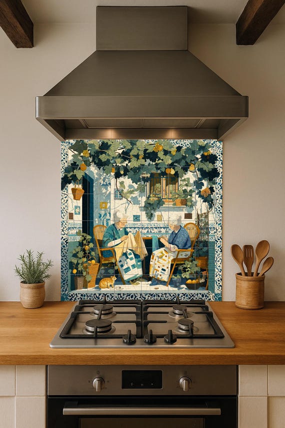 Mural de azulejos de patio siciliano — vista 4