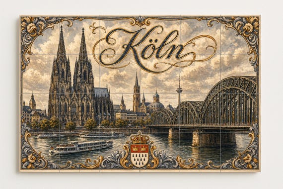 Mural de azulejos de cerámica de Colonia, Alemania, Catedral de Colonia, Arte… — vista 4