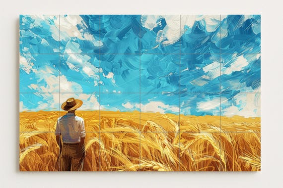Mural de azulejos de un campo de trigo americano — vista 2