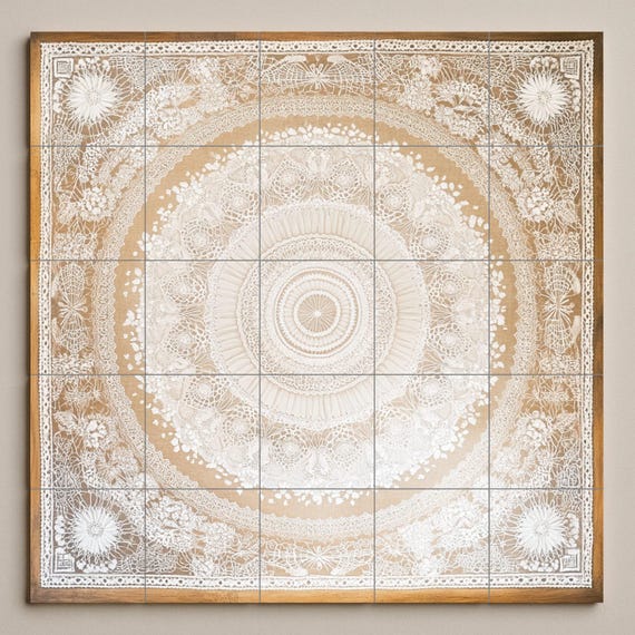 Mural de azulejos de cerámica con mandala elegante para pared, panel decorati… — vista 3