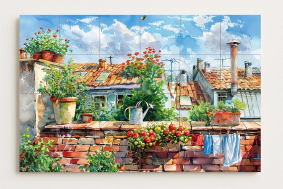 Mural mediterráneo en azotea — vista 2