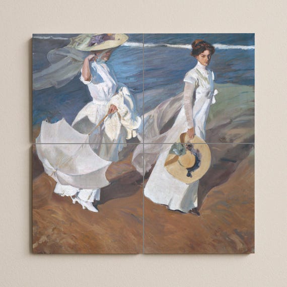 Mural de azulejos de cerámica "Paseo por la orilla del mar" - Pintura impresi… — vista 2