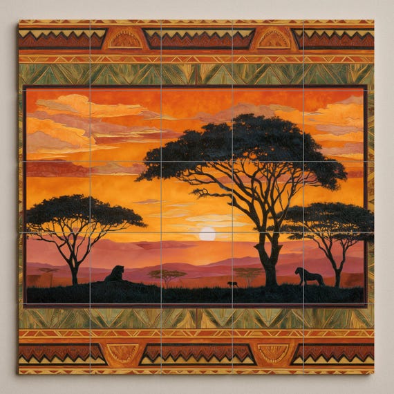 Mural de azulejos "Atardecer en la Sabana" — vista 4