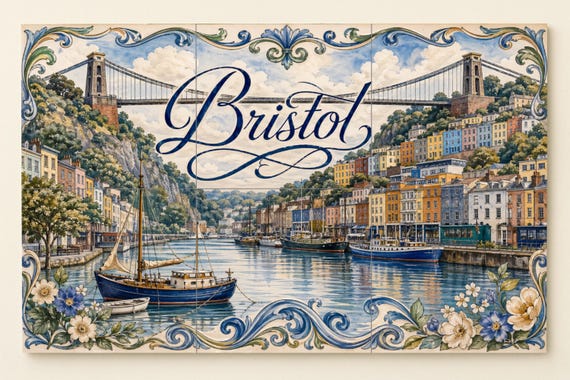 Mural de azulejos de cerámica de Bristol, Inglaterra; Arte mural del puente c… — vista 4