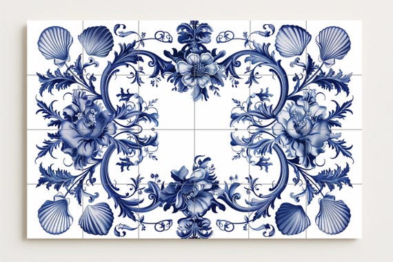 Mural floral de Delft — vista 2