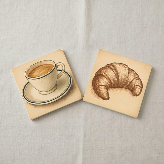 Café parisino / Posavasos de azulejos de bistró francés / Decoración d