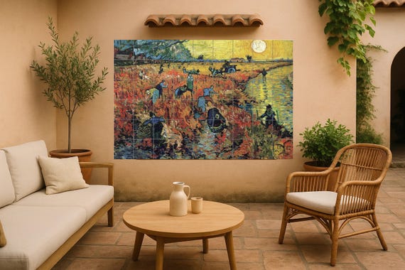 Mural de azulejos de cerámica El viñedo rojo — vista 4