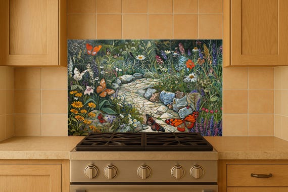 Mural de azulejos de jardín de mariposas — vista 4
