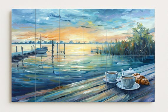 Mural de azulejos junto al lago — vista 2