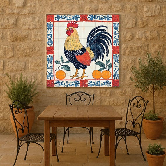 Mural cerámico de gallo portugués — vista 4
