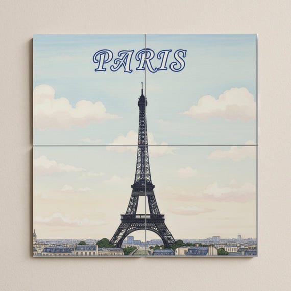 Mural de pared de cerámica de la Torre Eiffel de París — vista 3