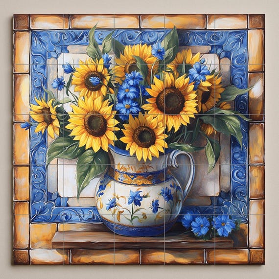Mural cerámico de girasoles — vista 3