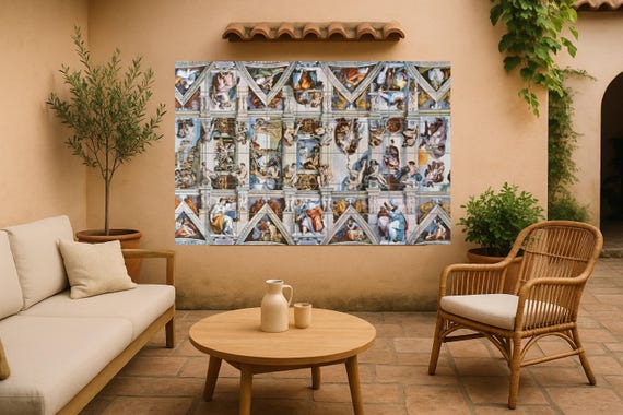 Mural de azulejos de Miguel Ángel en el techo de la Capilla Sixtina — Mural cerámico de Cerámicas La Noria